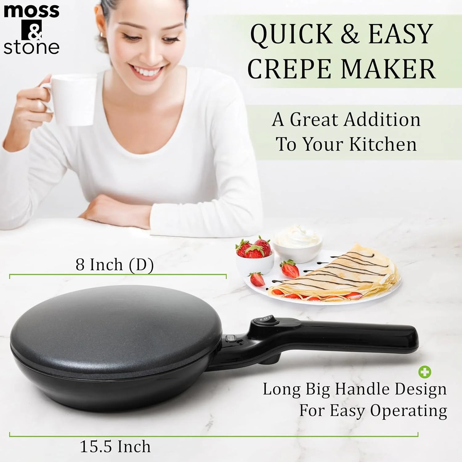 12 in Electric Crepe Maker Nonstick Pan, Auto Power Off, Black