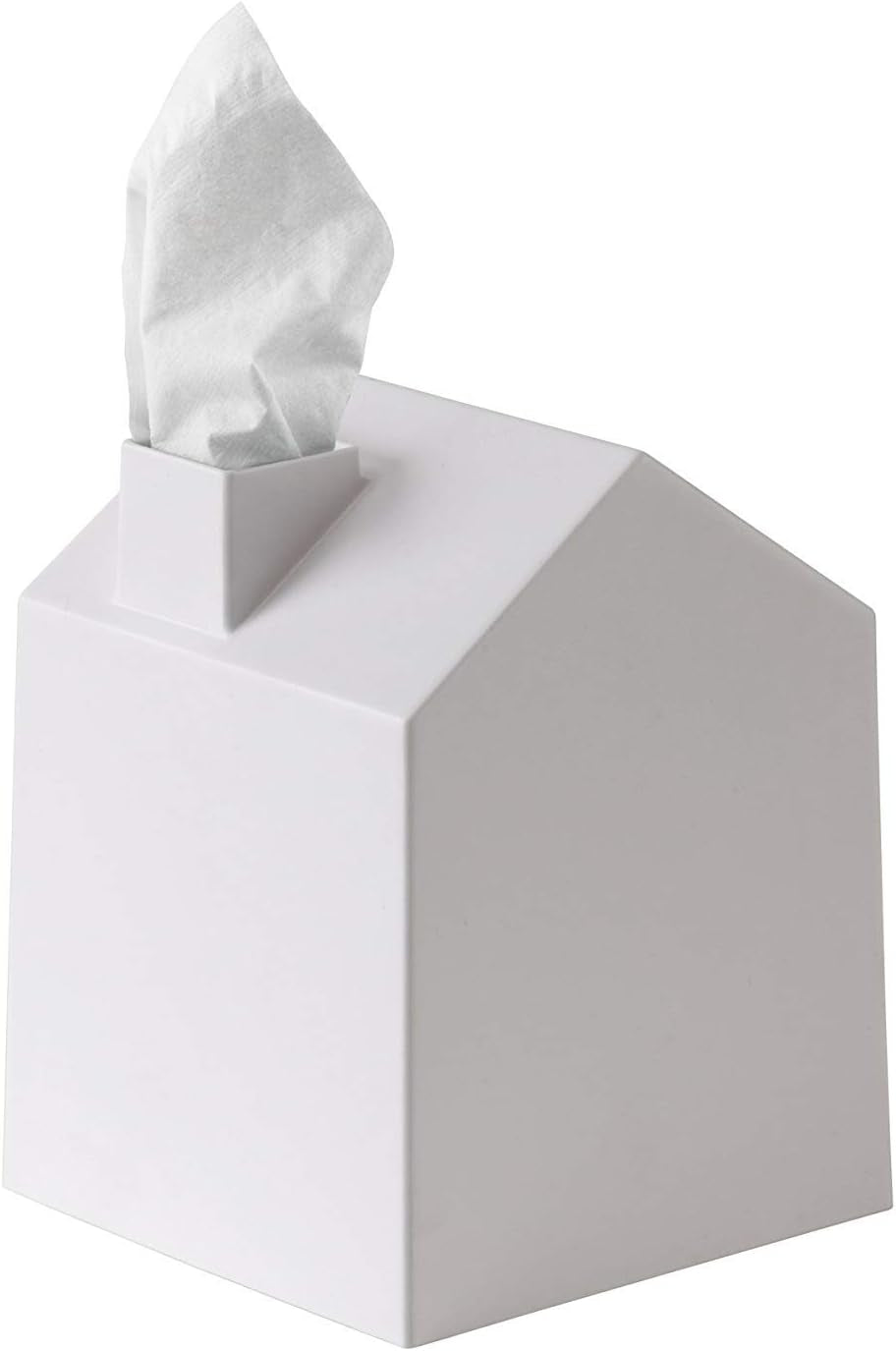Casa Tissue Box Cover - Adorable House Shaped Square Tissue Box Holder for Bathroom, Bedroom or Office, White