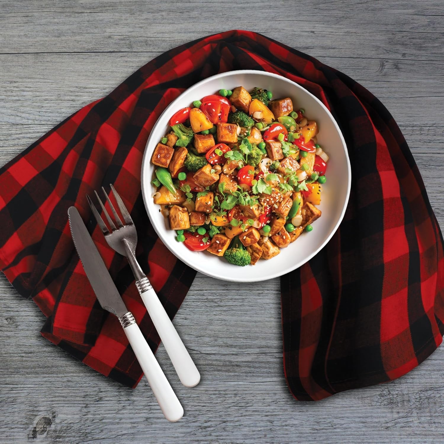 Kitchen Towels Set of 6 Buffalo Checks Aqua/White Kitchen Towels 20X30 Inches 100% Cotton Highly Absorbent Kitchen Towels Premium Quality Ultra Soft Mitered Corners Kitchen Towels