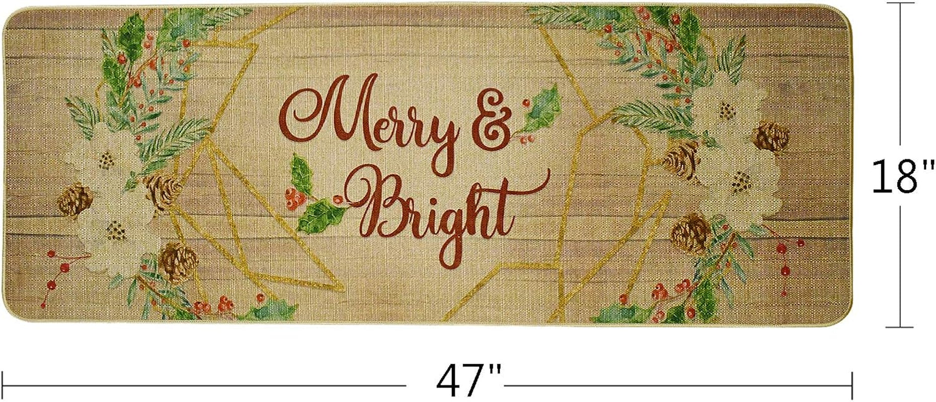 Decorative Christmas Runner Rug Non-Slip Floor Mats Indoor Outdoor Area Carpet Winter Holiday Welcome Doormats Merry Xmas Decor Entrance Rugs for Hallway Kitchen Living Room Bedroom (Merry and Bright)