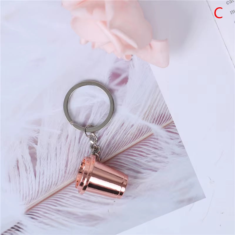 Creative Coffee Keychain Coffee Handle Keyring Portable Coffee Machine Pitcher Keyring Portable Coffeeware Accessories Gift