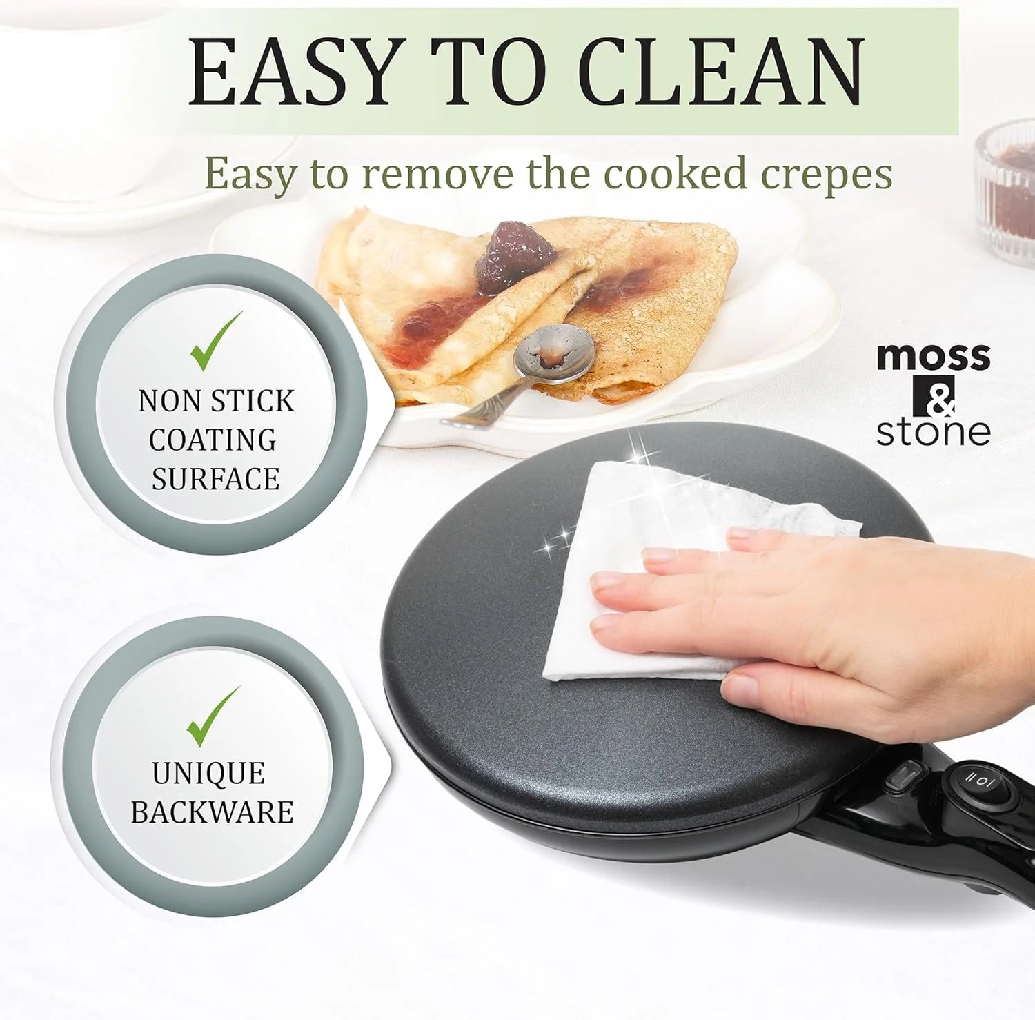 12 in Electric Crepe Maker Nonstick Pan, Auto Power Off, Black