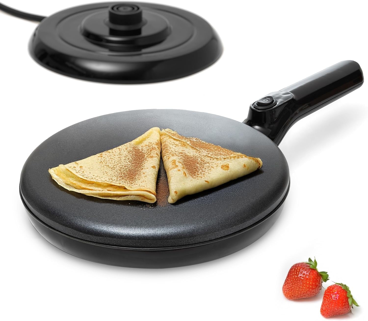 12 in Electric Crepe Maker Nonstick Pan, Auto Power Off, Black