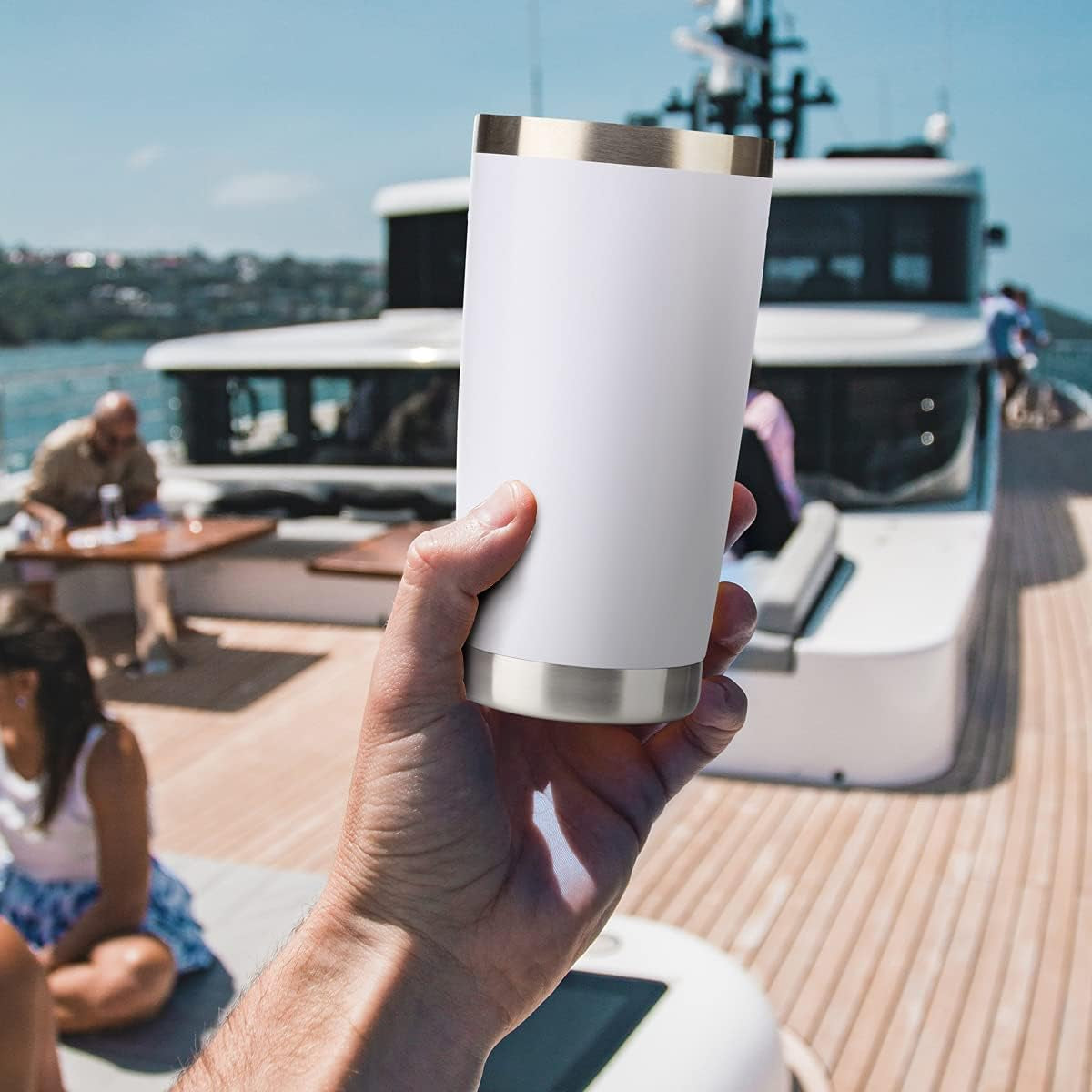 20Oz Tumbler with Lid and Straw, Stainless Steel Vacuum Insulated Water Coffee Tumbler Cup, Double Wall Powder Coated Spill-Proof Travel Mug Thermal Cup for Hot and Cold Drinks(White, 1 Pack)