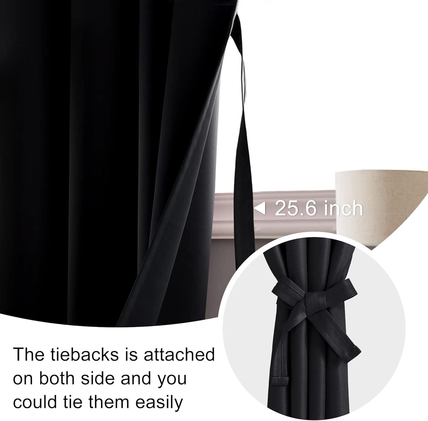 Halloween Blackout Curtains for Bedroom - Thermal Insulated Black Drapes, Room Darkening Rod Pocket Curtains for Living Room, Set of 2 Panels with Tiebacks, 38 X 54 Inches