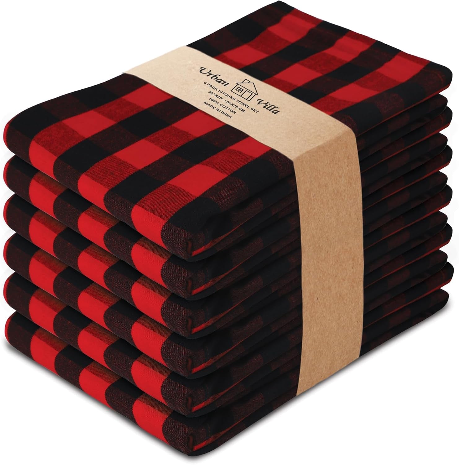 Kitchen Towels Set of 6 Buffalo Checks Aqua/White Kitchen Towels 20X30 Inches 100% Cotton Highly Absorbent Kitchen Towels Premium Quality Ultra Soft Mitered Corners Kitchen Towels