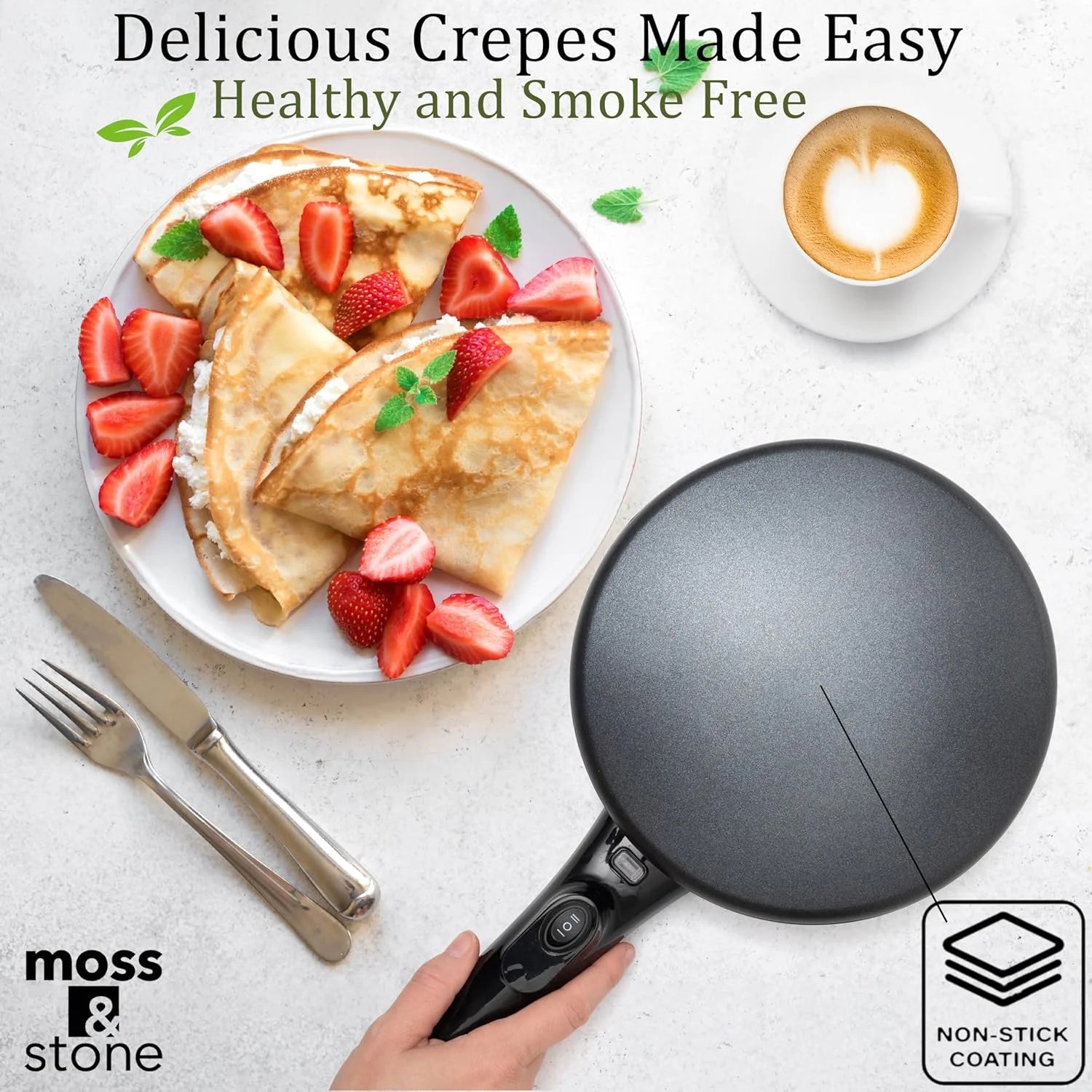 12 in Electric Crepe Maker Nonstick Pan, Auto Power Off, Black