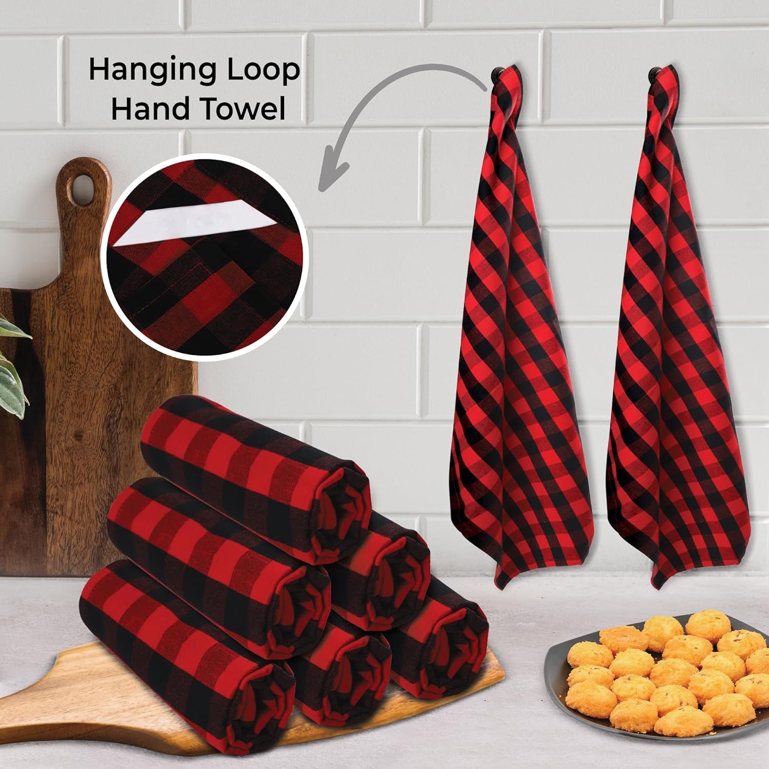 Kitchen Towels Set of 6 Buffalo Checks Aqua/White Kitchen Towels 20X30 Inches 100% Cotton Highly Absorbent Kitchen Towels Premium Quality Ultra Soft Mitered Corners Kitchen Towels