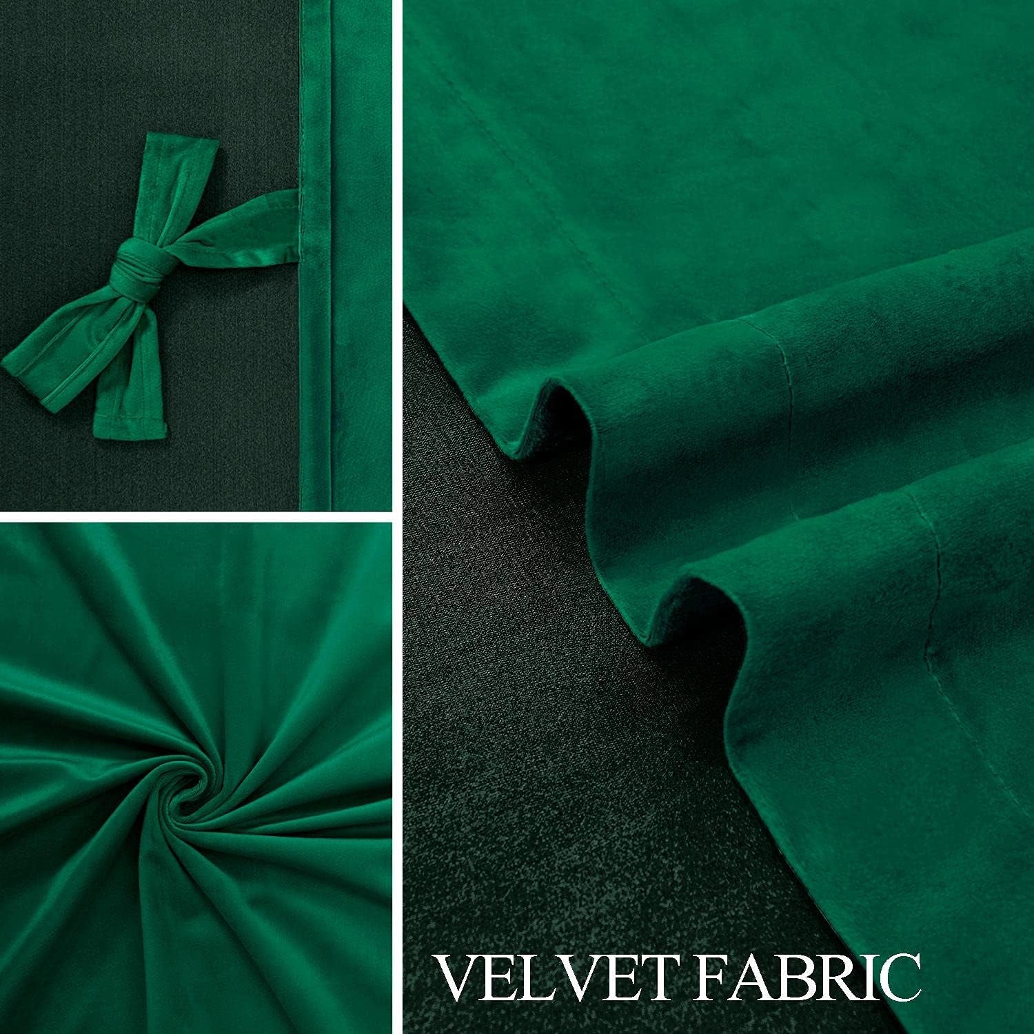 Green Velvet Curtains 96 Inches - Super Soft Retro Blackout Velvet Drapes Room Darkening Window Drapes for Living Room/Party/Closet, W52 X L96 Inches, 2 Panels