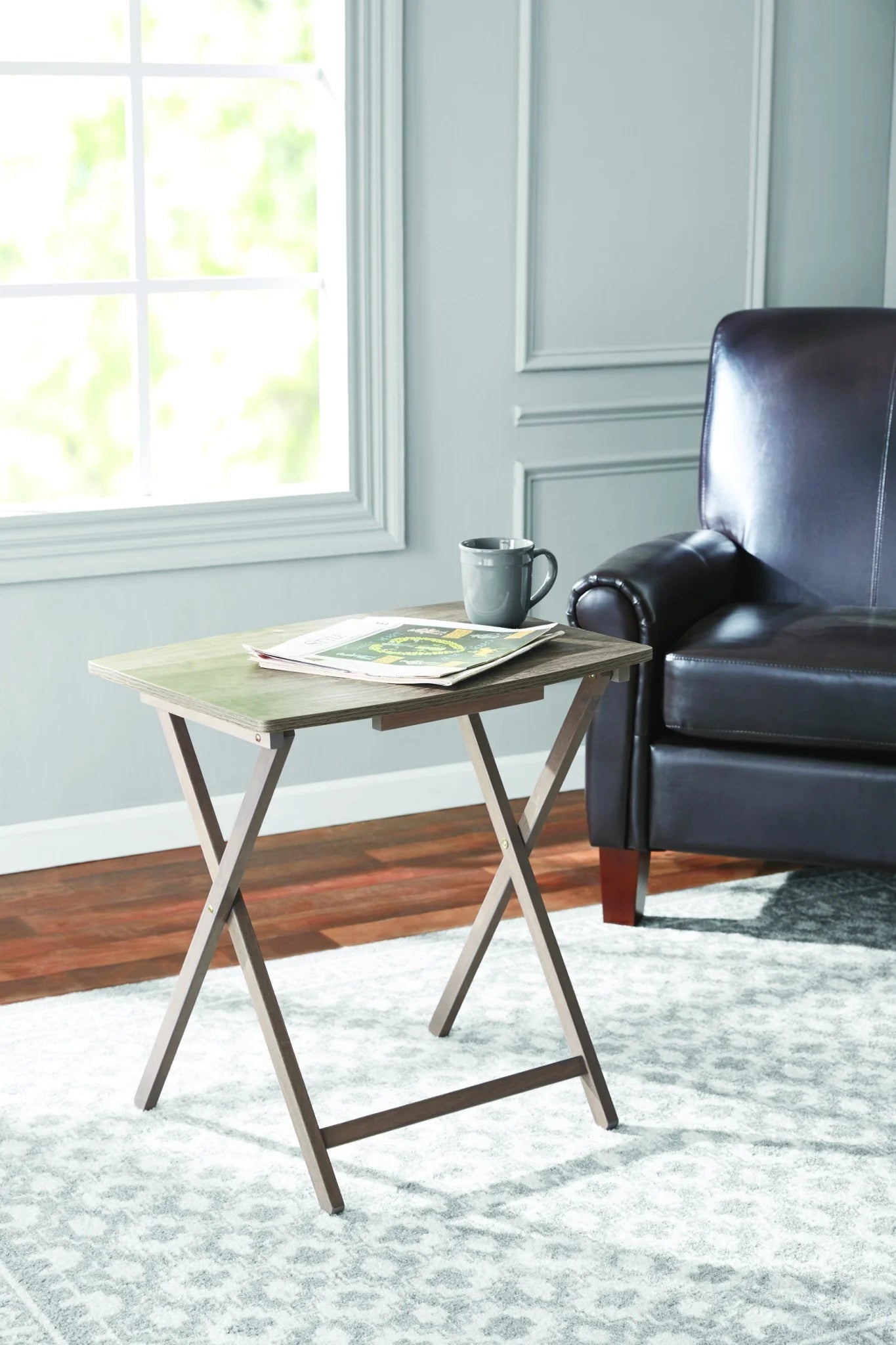 Indoor Oversized Single Folding Tray Table, Espresso, 26" X 23.6" X 17.7"