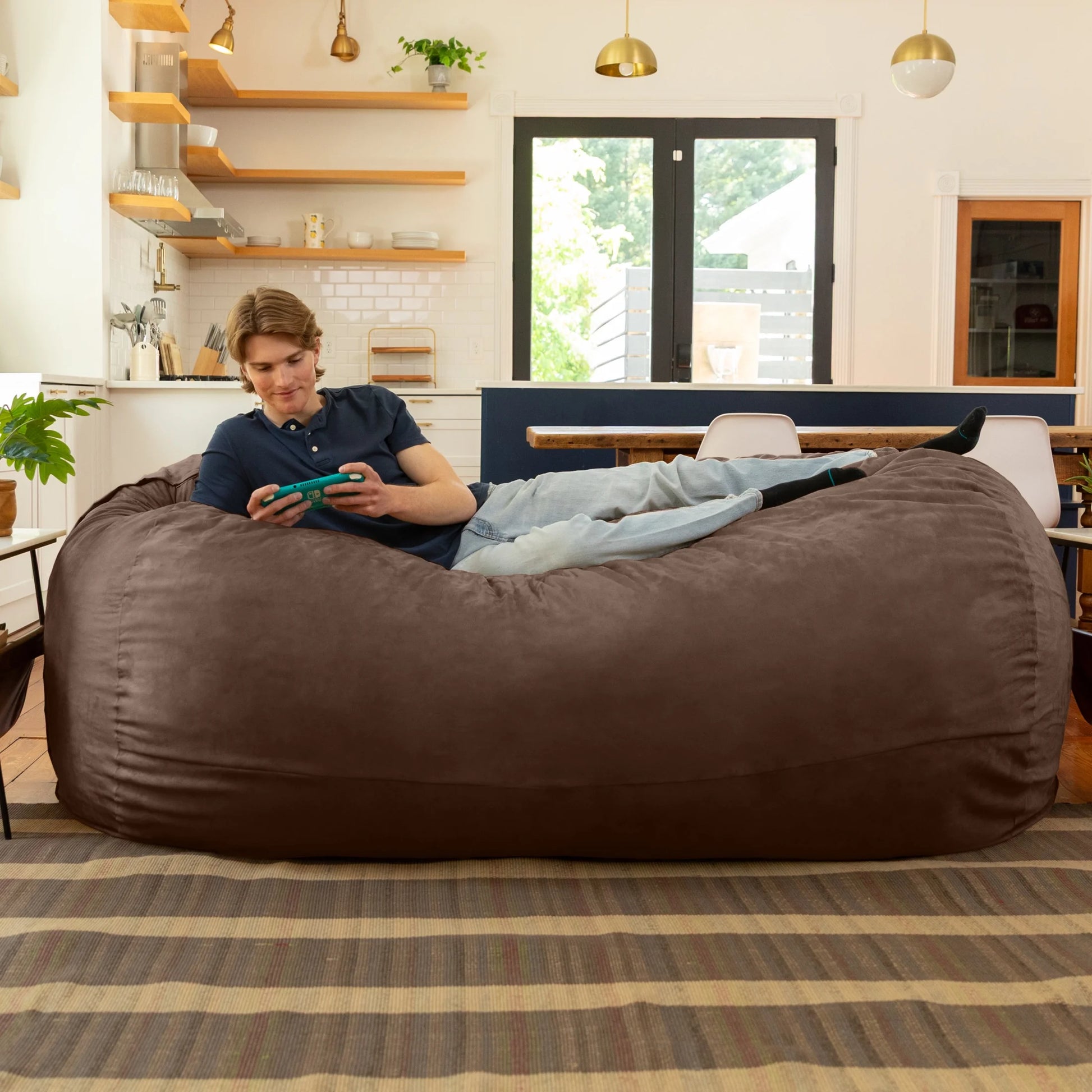 7 Foot Giant Bean Bag Sofa, Chocolate