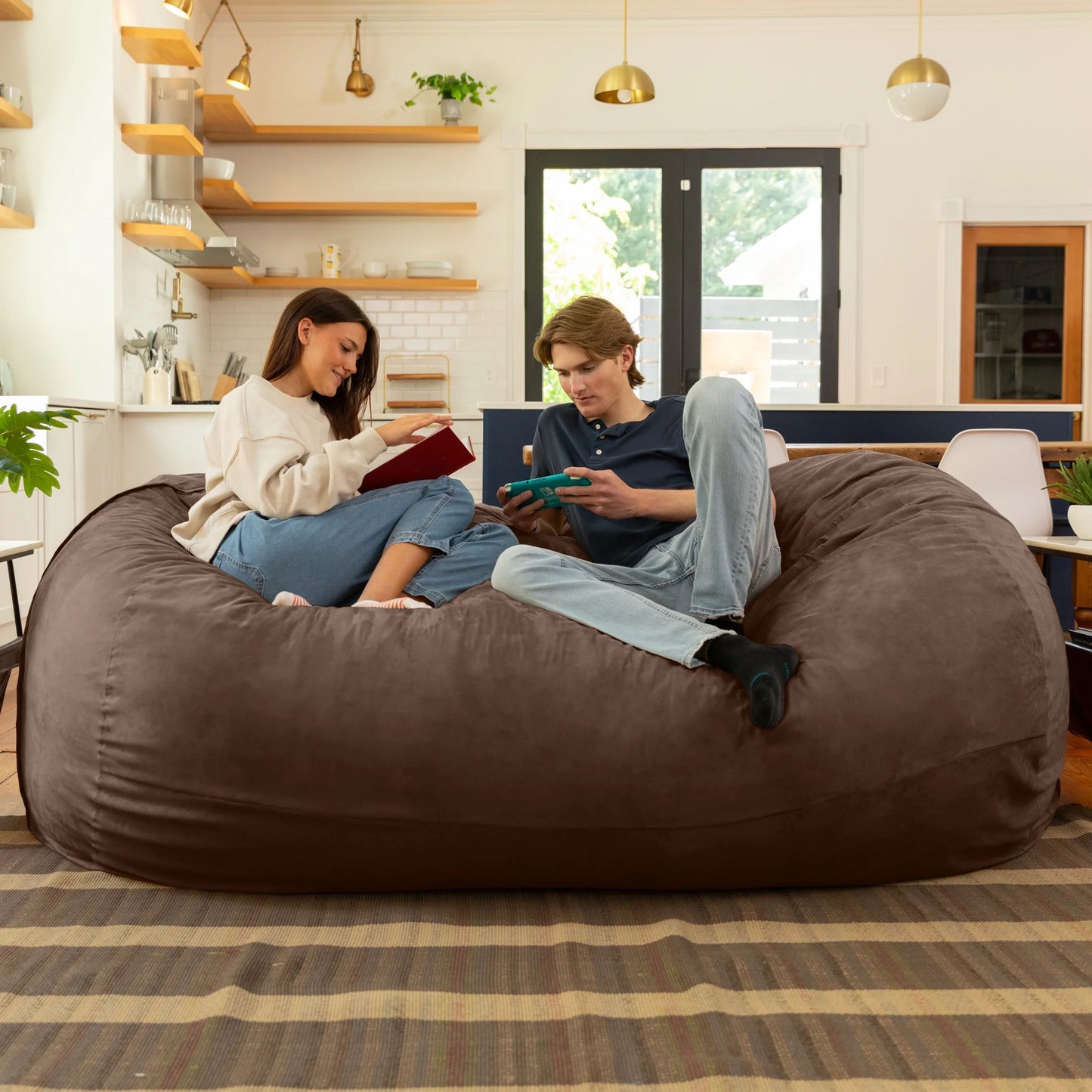 7 Foot Giant Bean Bag Sofa, Chocolate