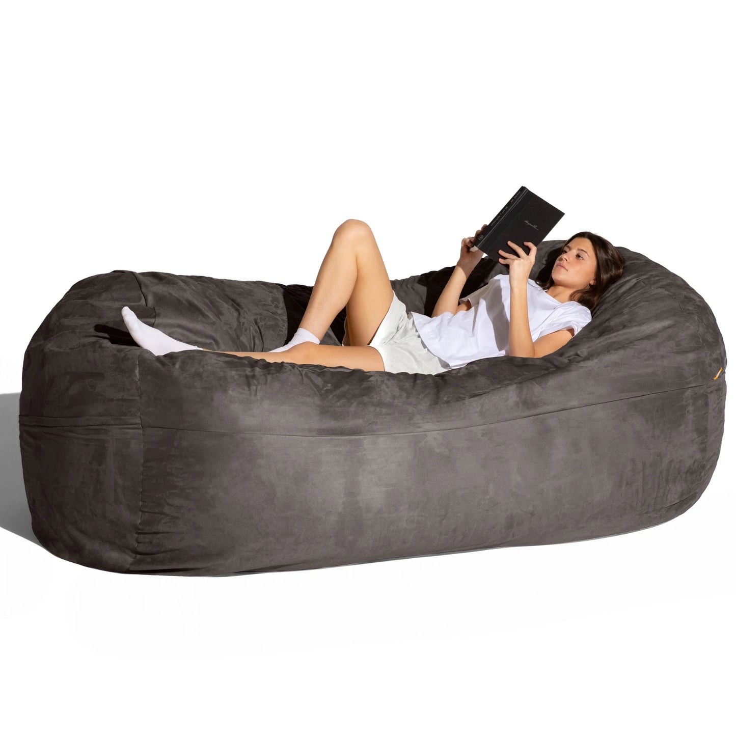 7 Foot Giant Bean Bag Sofa, Charcoal