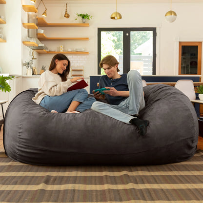 7 Foot Giant Bean Bag Sofa, Charcoal