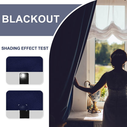 Blackout Curtains for Bedroom– Thermal Insulated,Noise Reducing Room Darkening Drapes for Living Room, Rod Pocket Curtains with Tiebacks, Set of 2 Panels, 42 X 63 Inch Length, Navy Blue