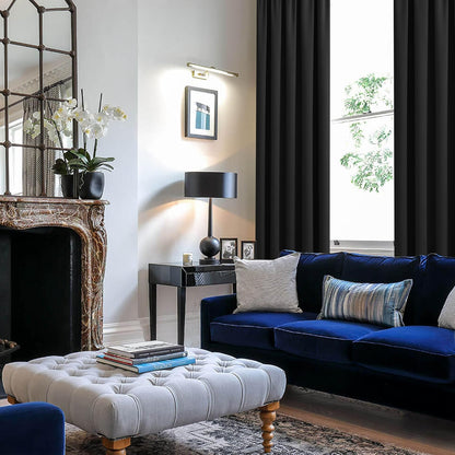 Blackout Curtains for Bedroom– Thermal Insulated,Noise Reducing Room Darkening Rod Pocket Curtains for Living Room, Set of 2 Panels with Tiebacks, 42 X 63 Inch Long, Black