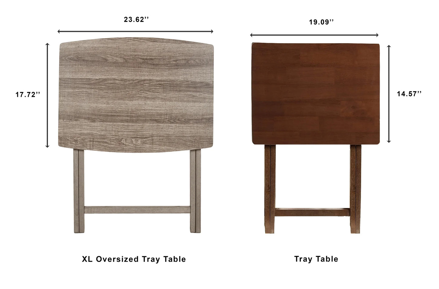 Indoor Oversized Single Folding Tray Table, Espresso, 26" X 23.6" X 17.7"