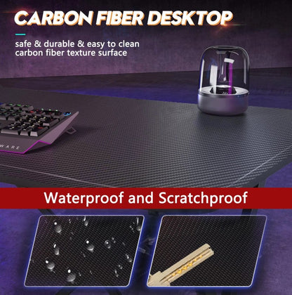Gaming Desk with Cup Holder & Headphone Hook - 47" Computer Workstation
