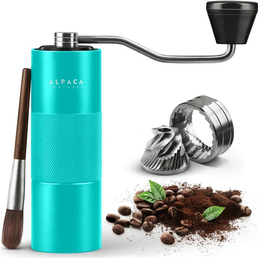 Manual Coffee Grinder - Aqua Sky Stainless Steel Conical Burr