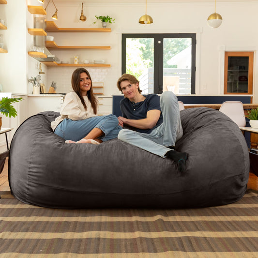 7 Foot Giant Bean Bag Sofa, Charcoal