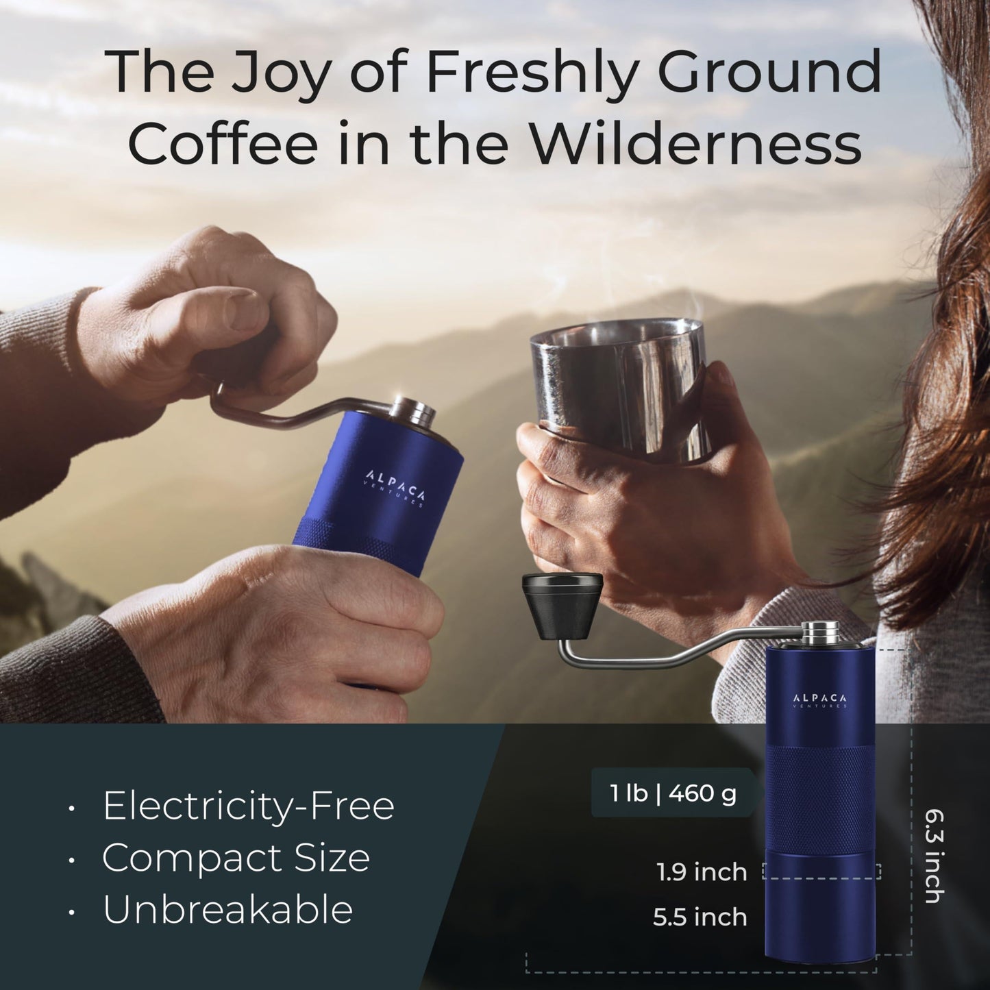 Manual Coffee Stainless Steel Blue Conical Burr Coffee Grinder Manual With