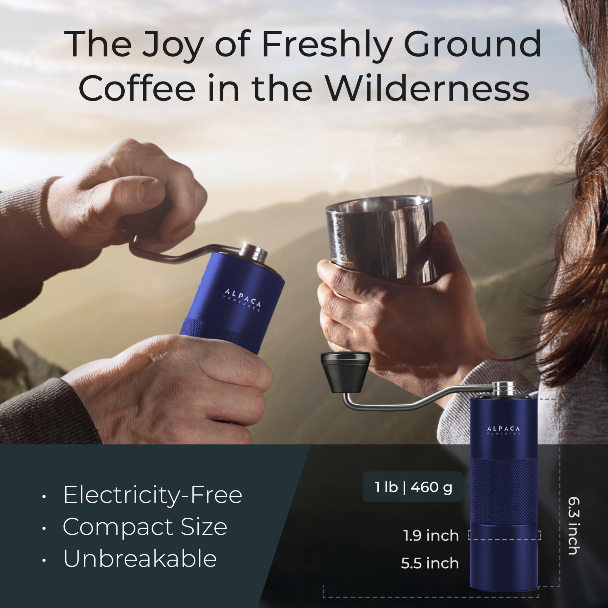 Manual Coffee Stainless Steel Blue Conical Burr Coffee Grinder Manual With