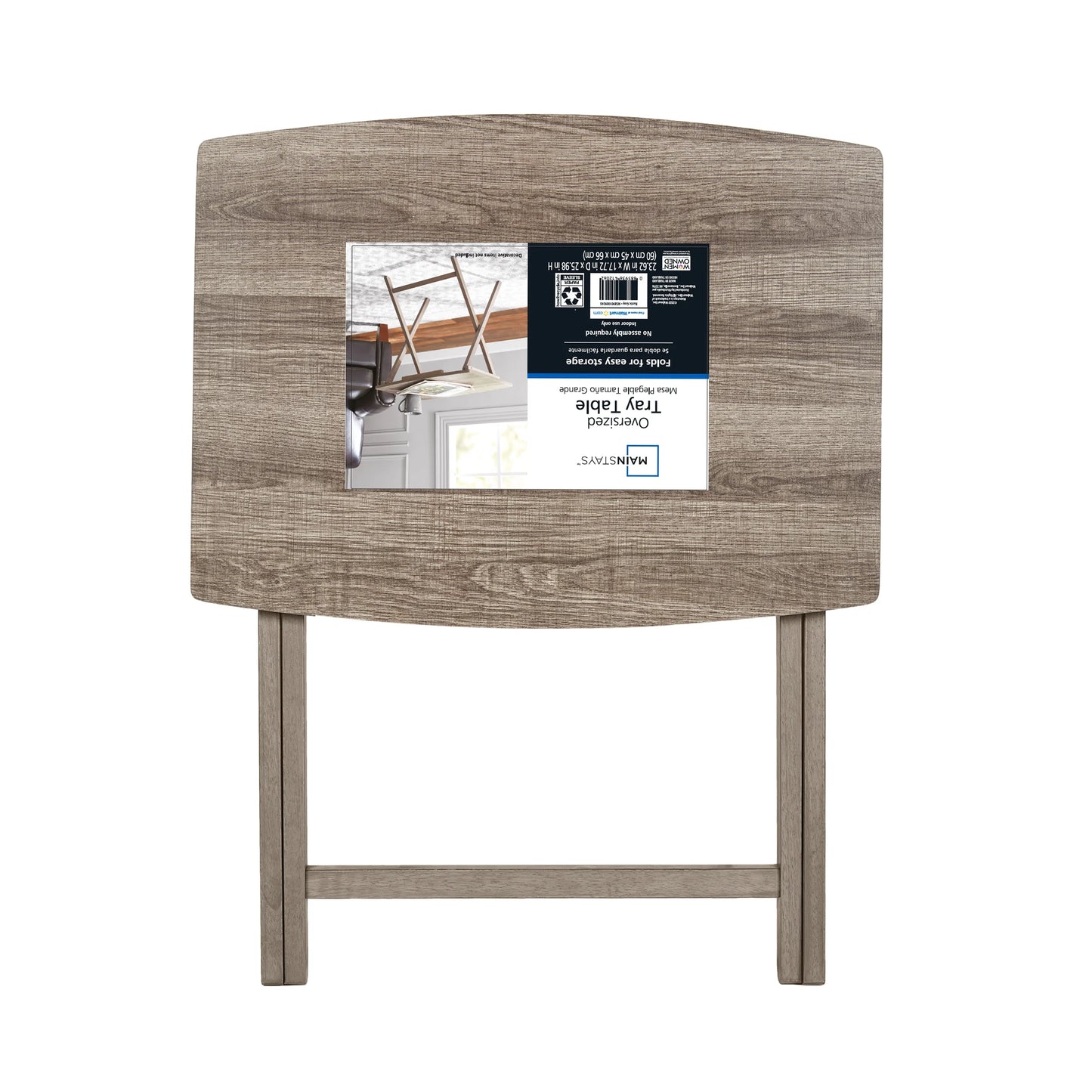 Indoor Oversized Single Folding Tray Table, Espresso, 26" X 23.6" X 17.7"