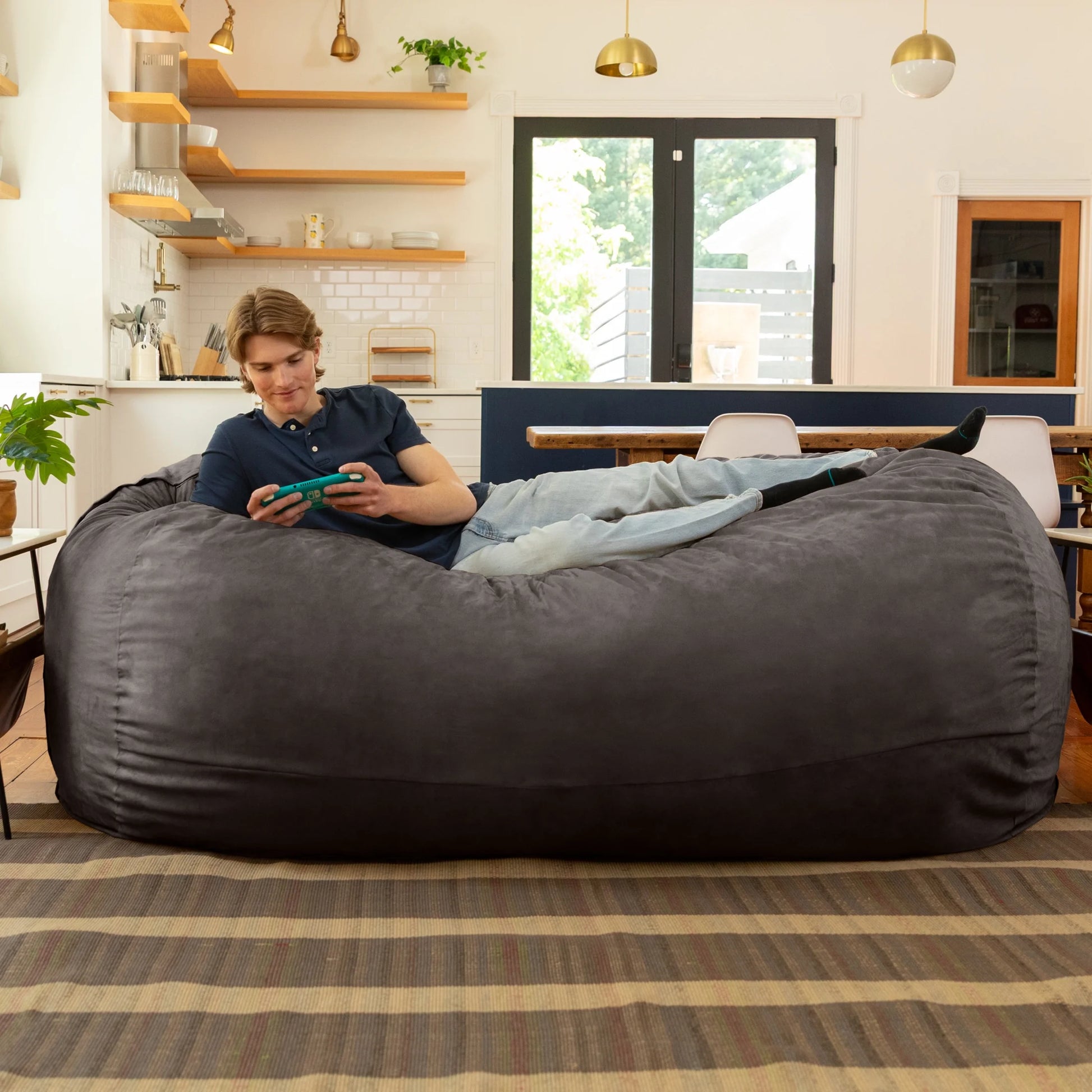 7 Foot Giant Bean Bag Sofa, Charcoal