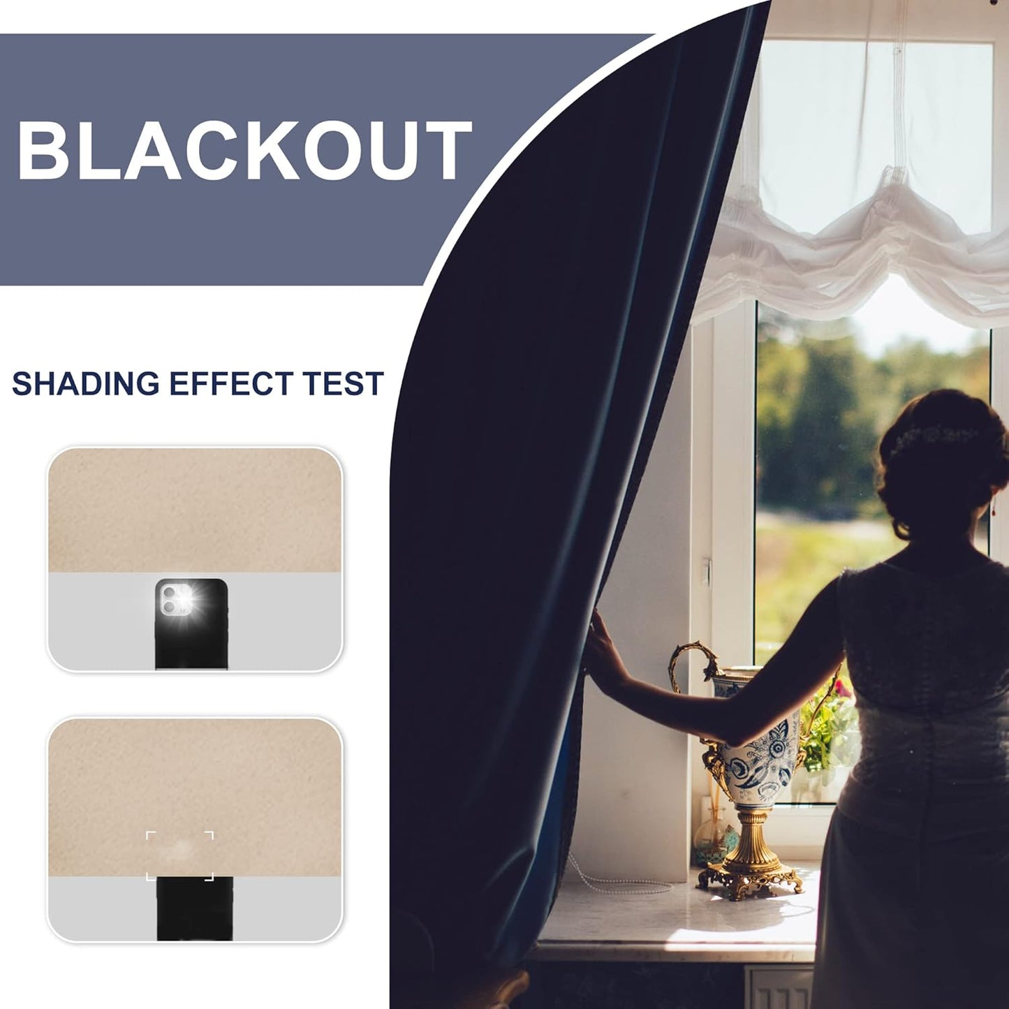 Blackout Curtains for Bedroom– Thermal Insulated,Noise Reducing Room Darkening Rod Pocket Curtains for Living Room, Set of 2 Panels with Tiebacks, 42 X 63 Inch Long, Beige