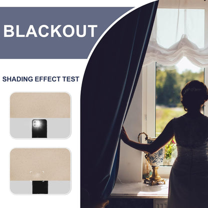 Blackout Curtains for Bedroom– Thermal Insulated,Noise Reducing Room Darkening Rod Pocket Curtains for Living Room, Set of 2 Panels with Tiebacks, 42 X 63 Inch Long, Beige